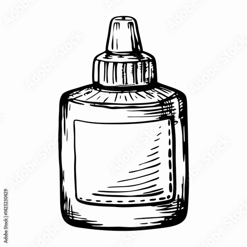 White Glue Bottle Illustrating Crafting Supplies for Art Projects in a Minimalist Style, Symbolizing Creativity and DIY Activities