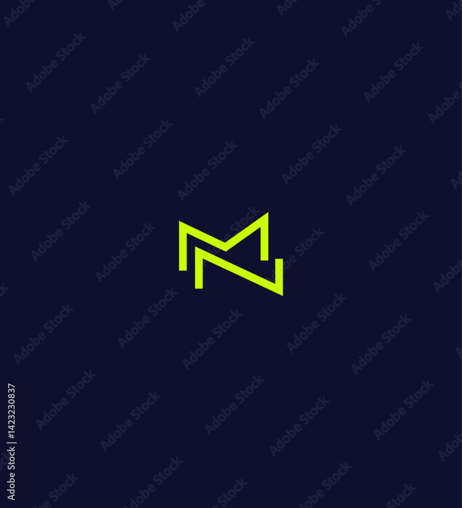 Abstract Modern Minimalist Neon Green Letter MN or NM Logo Design Abstract Modern Minimalist Neon Green Letter MN or NM Logo Design