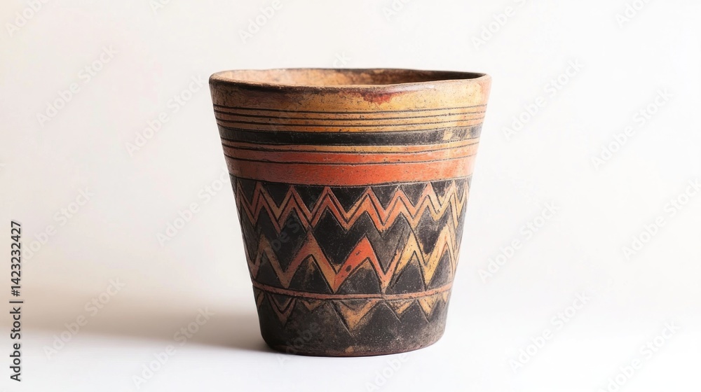 Ancient pottery vessel with geometric designs Ancient pottery vessel with geometric designs