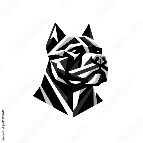 abstract Geometric shape Pit Bull Logo, Sharp Angles, Dog Head Vector Style