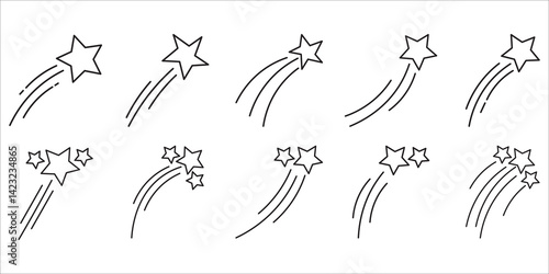 Shooting Star Doodle Outline