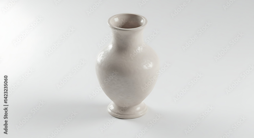 Simple off-white vase with gentle curves on a white background. Simple off-white vase with gentle curves on a white background.