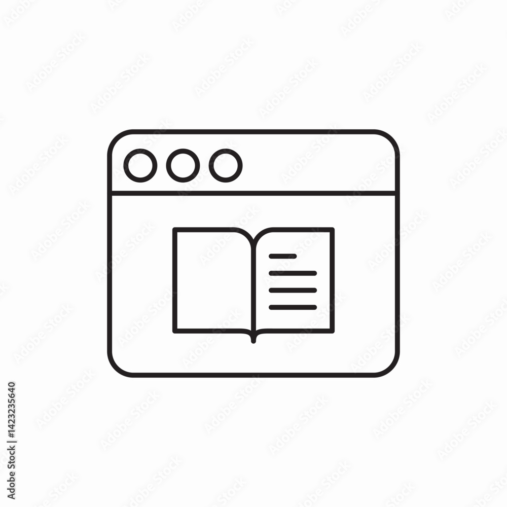 Browser reading book window icon vector sign Browser reading book window icon vector sign
