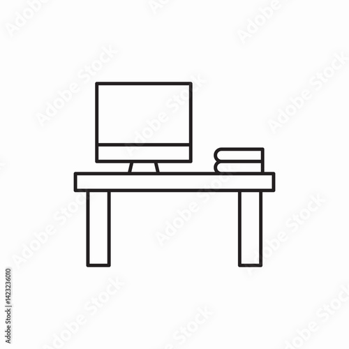 Computer desk workspace office icon vector sign