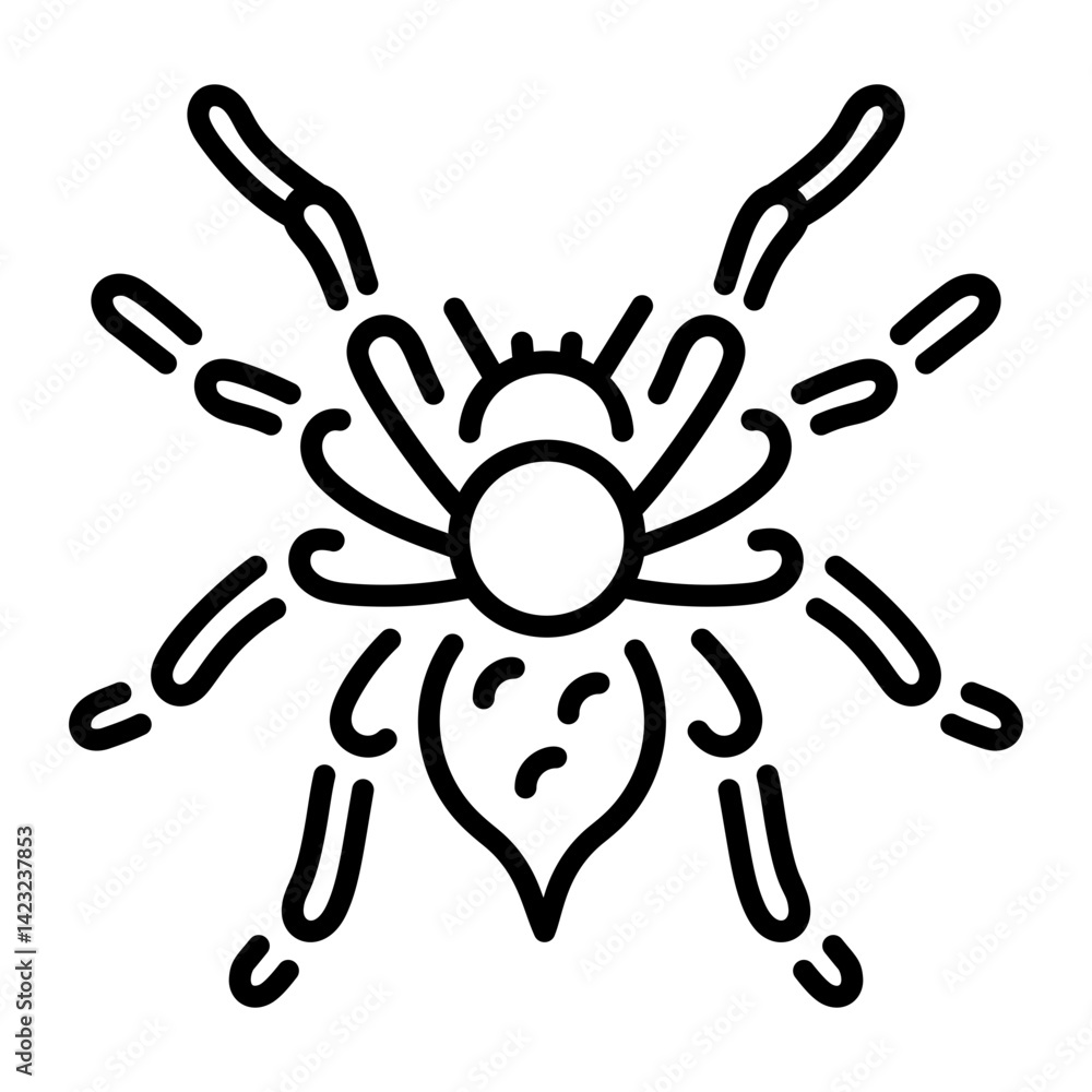 A spooky spider icon in linear style A spooky spider icon in linear style