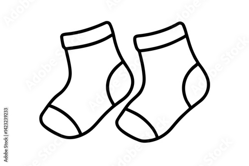 Baby Socks Line Art Vector Illustration