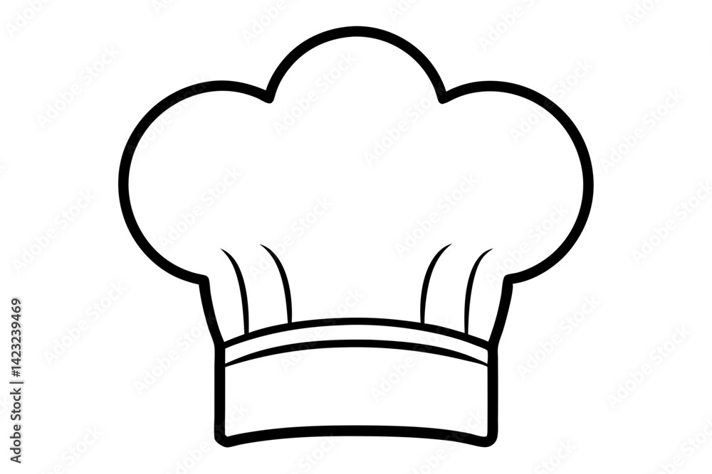 Chef Hat Line Art Vector Illustration Chef Hat Line Art Vector Illustration