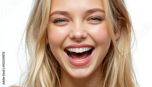 Smiling Blonde Woman with Wavy Hair – Close-Up Portrait with Natural Expression