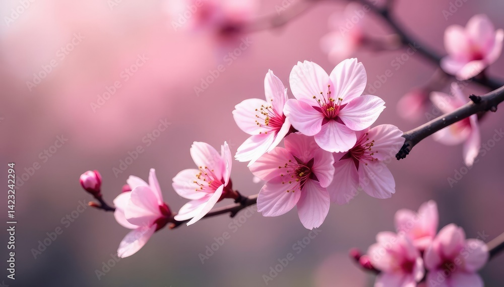Delicate pink sakura blossoms, soft petals, intricate branches , repeat, white Delicate pink sakura blossoms, soft petals, intricate branches , repeat, white