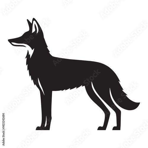 Natural-looking jackal silhouette with sharp vector lines and realistic form – jackal silhouette – jackal vector – jackal illustration – silhouette of jackal – jackal icon

