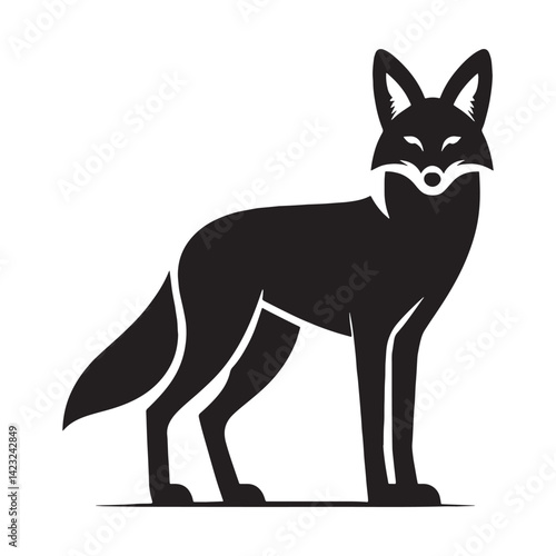 Clean, simple jackal silhouette illustration created with bold vector lines – jackal silhouette – jackal vector – jackal illustration – silhouette of jackal – jackal icon

