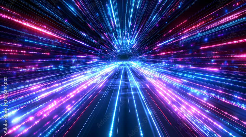 Abstract Speed Tunnel with Glowing Blue and Purple Lights Abstract Speed Tunnel with Glowing Blue and Purple Lights