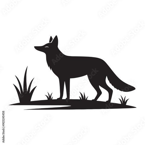 Dynamic jackal silhouette vector emphasizing fluid lines and sharp contours – jackal silhouette – jackal vector – jackal illustration – silhouette of jackal – jackal icon

