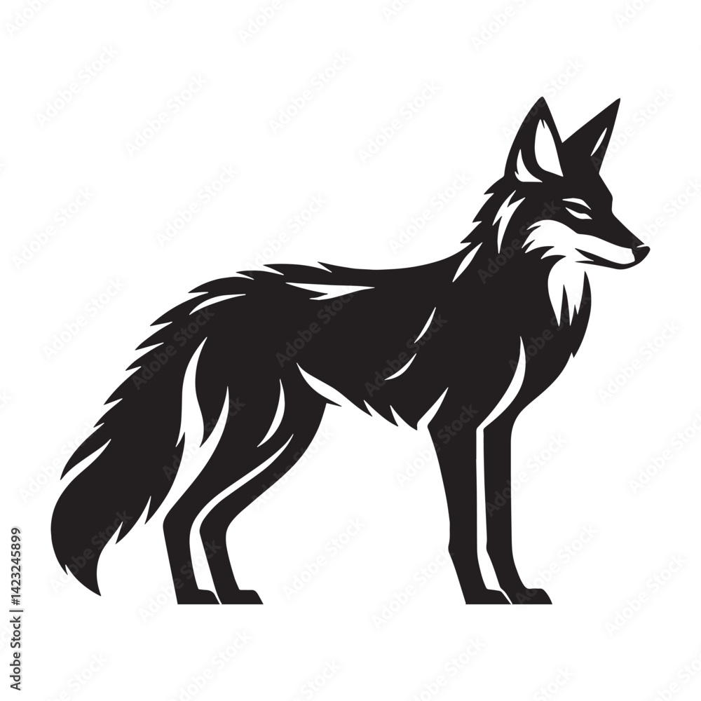 Fototapeta premium Sleek jackal silhouette vector ideal for modern digital artwork – jackal silhouette – jackal vector – jackal illustration – silhouette of jackal – jackal icon