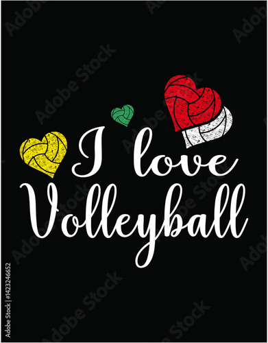 I Love Volleyball Heart Love For Volleyball - printable editable vector art file.