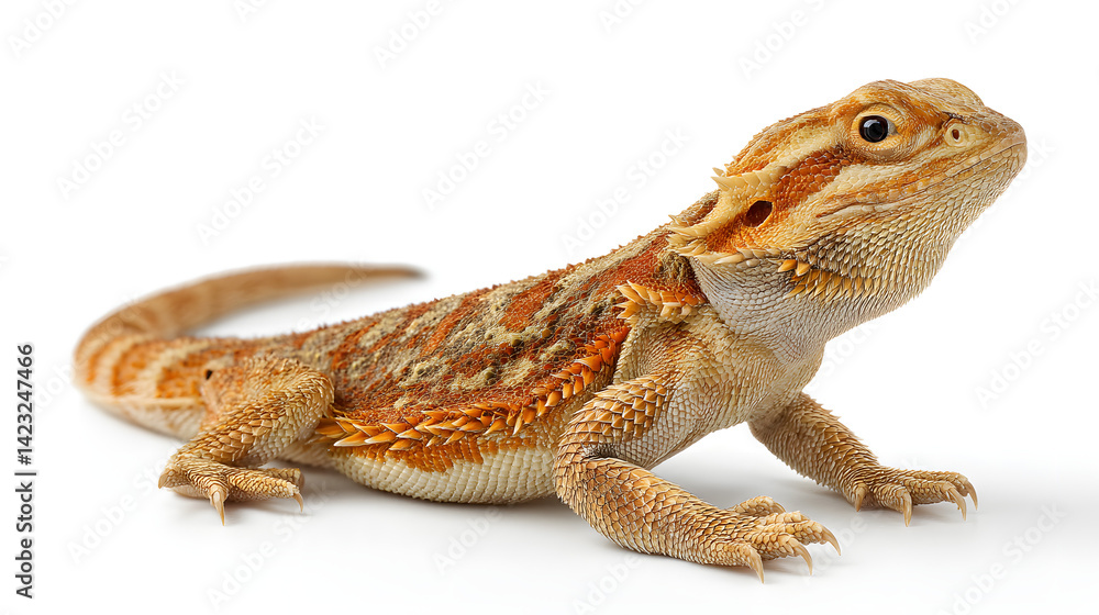 Naklejka premium Bearded Dragon Lizard on White – Exotic Pet Studio Portrait