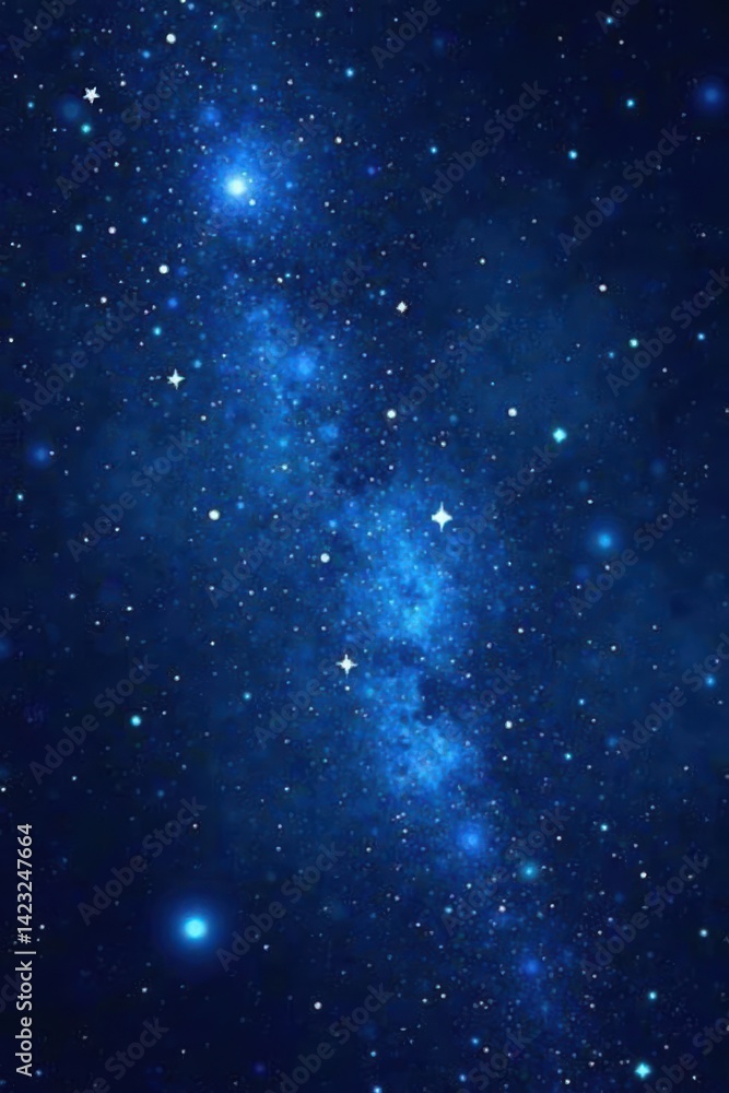 Fototapeta premium Sparkling starfield against a dark blue velvet background, stars, cosmic