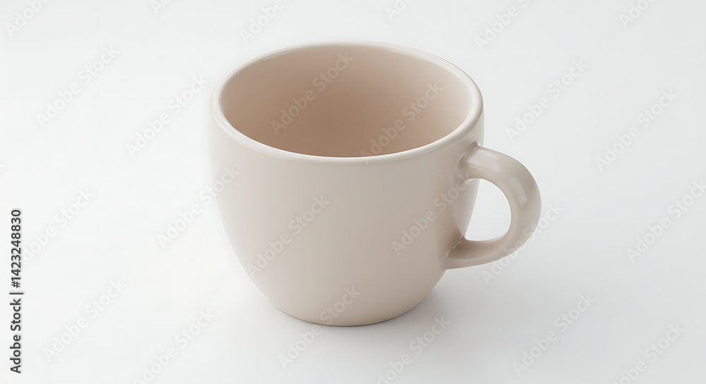 Empty Creamy Ceramic Mug, Simple Design, Clean White Background, Studio Shot Empty Creamy Ceramic Mug, Simple Design, Clean White Background, Studio Shot