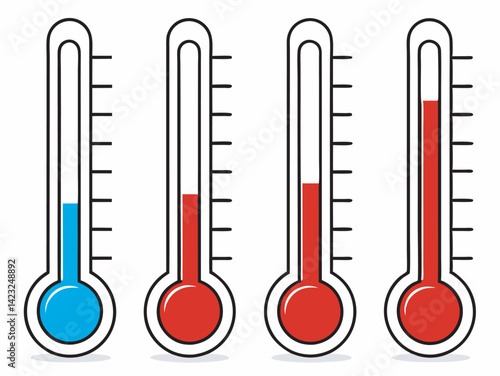Thermometer Levels Icon – Temperature Gauge, Heat Measurement Illustration