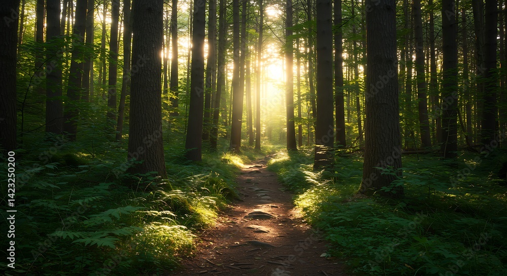 Obraz premium Forest Path Sunlight Trees Woodland Trail