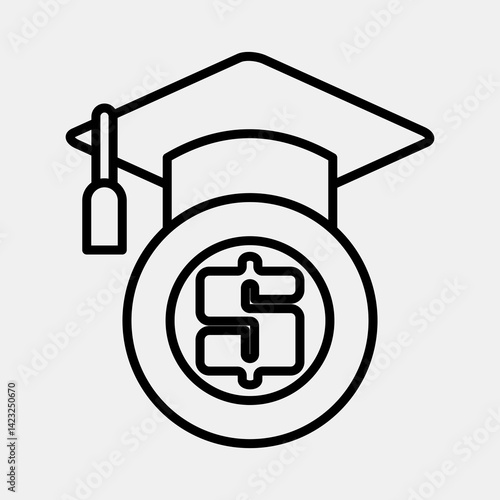 Icon financial literacy. Cashless society elements. Icon in line style.