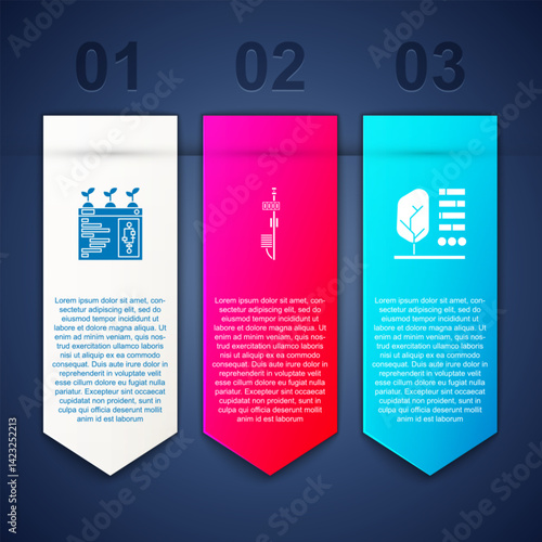 Set Smart farming technology, Standalone sensor and Plant status. Business infographic template. Vector