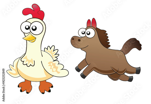 Cartoon animals and pets vector and funny characters