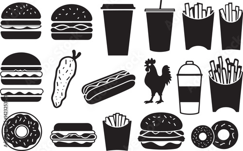fast food icon set