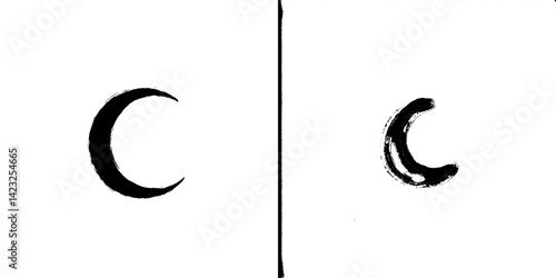 Vector illustration of crescent shapes depicting different sizes and styles for graphic design use