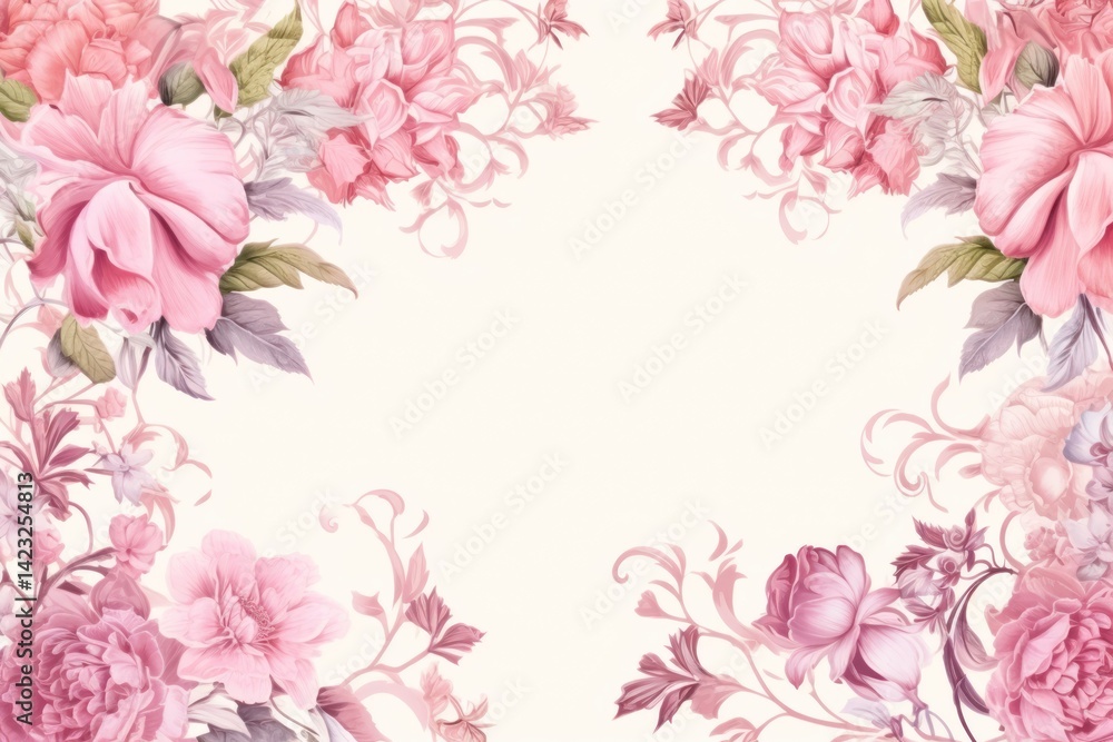 Pink Floral border backgrounds pattern flower. Pink Floral border backgrounds pattern flower.