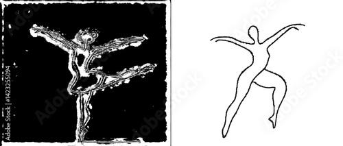 Vector illustration of a dancer in an elegant pose showcasing movement and grace against a contrasting background