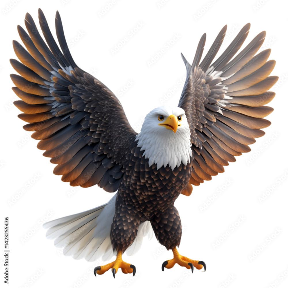 Fototapeta premium eagle funny action 3d rendering icon on white background