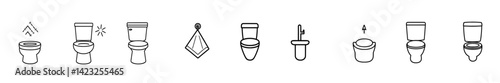 Various toilet designs showcasing modern and traditional styles in a vector illustration format suitable for interior design ideas