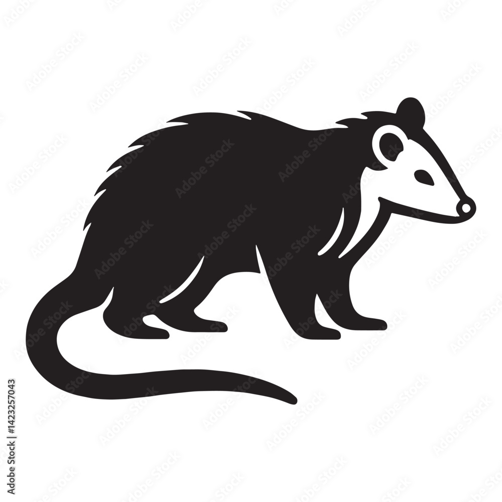Obraz premium High-quality opossum silhouette in vector form designed for versatile branding – opossum silhouette – opossum vector – opossum illustration – silhouette of opossum – opossum icon