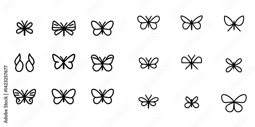 Various butterfly icon vector illustrations showcasing unique designs and styles for creative projects and applications Various butterfly icon vector illustrations showcasing unique designs and styles for creative projects and applications