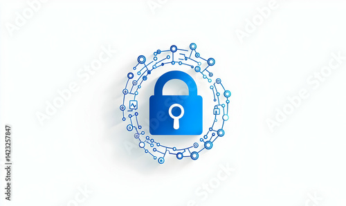 Wallpaper Mural Digital Security Icon with Lock and Data Connection Elements Torontodigital.ca