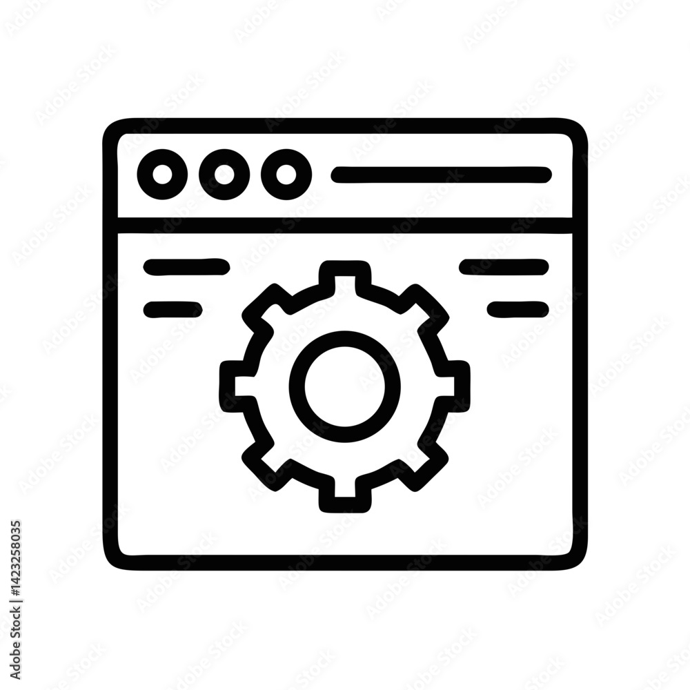 Webpage Interface with Gear Icon Design Webpage Interface with Gear Icon Design