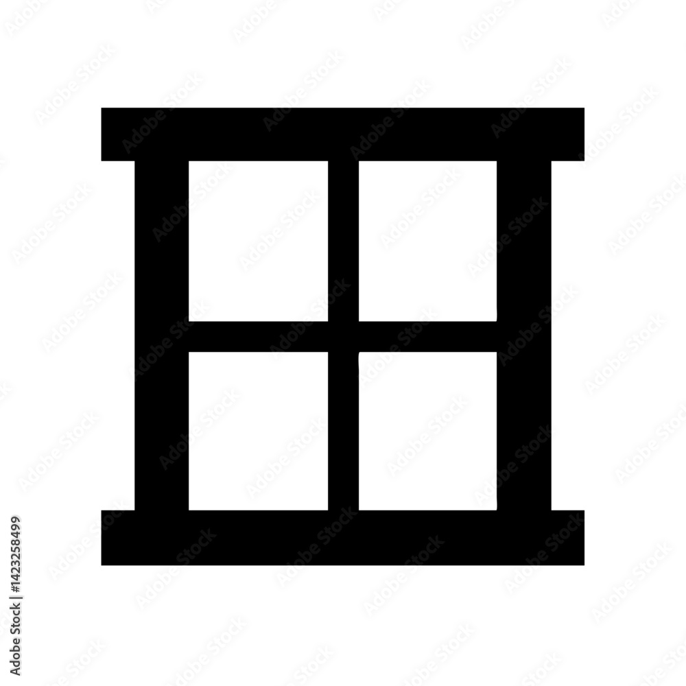 Window Frame with Crossbars Icon Design Window Frame with Crossbars Icon Design