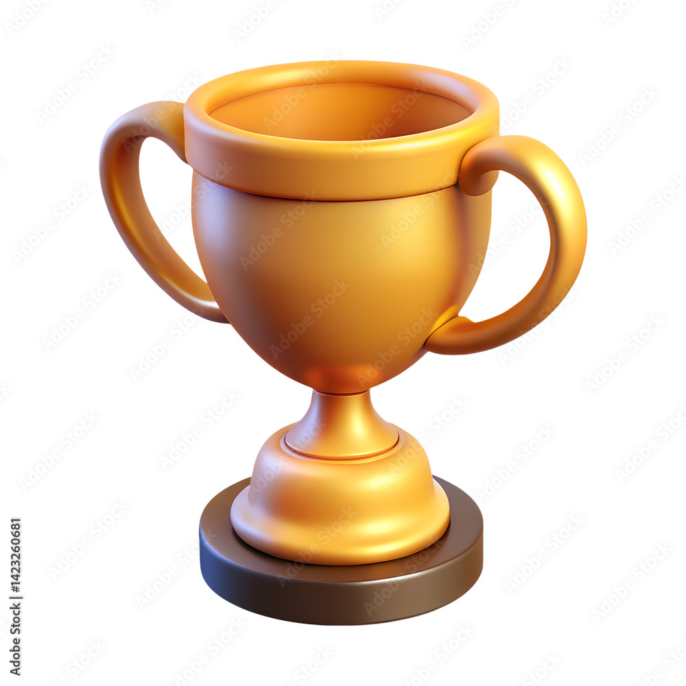 3D Trophy Icon, Golden Cup Symbol for Awards and Achievements 3D Trophy Icon, Golden Cup Symbol for Awards and Achievements