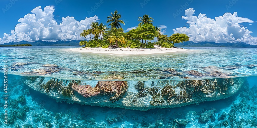 Tropical Island Beach Underwater View