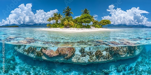 Tropical Island Beach Underwater View