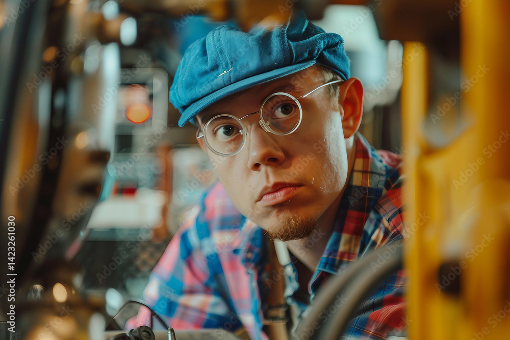 Focused Industrial Engineer Wearing Safety Gear in a High-Tech Manufacturing Facility, Generative AI Focused Industrial Engineer Wearing Safety Gear in a High-Tech Manufacturing Facility, Generative AI