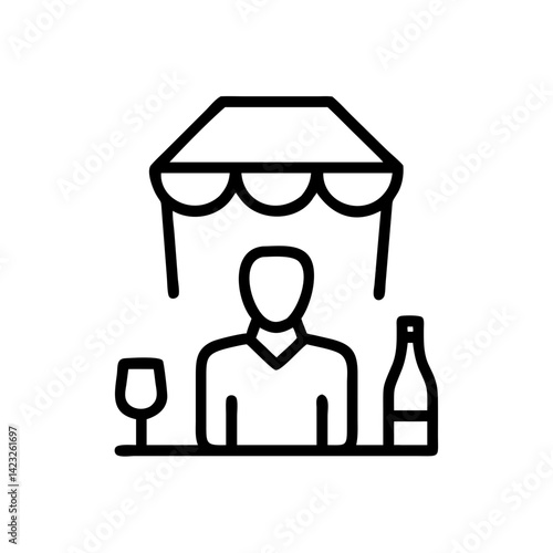 Wine Vendor at Outdoor Market Icon Design