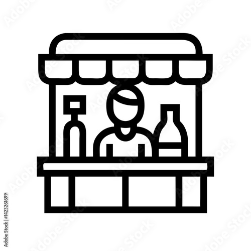 Wine Vendor at Outdoor Market Icon Design