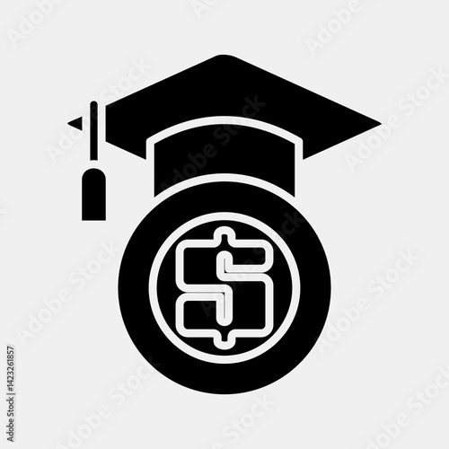 Icon financial literacy. Cashless society elements. Icon in glyph style.