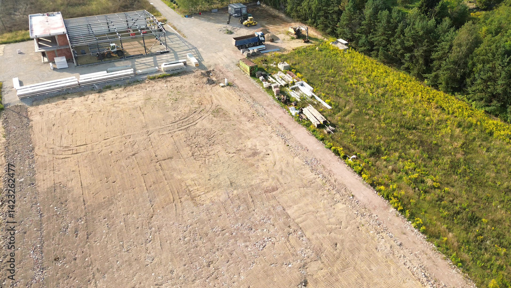 Construction site with cleared land.