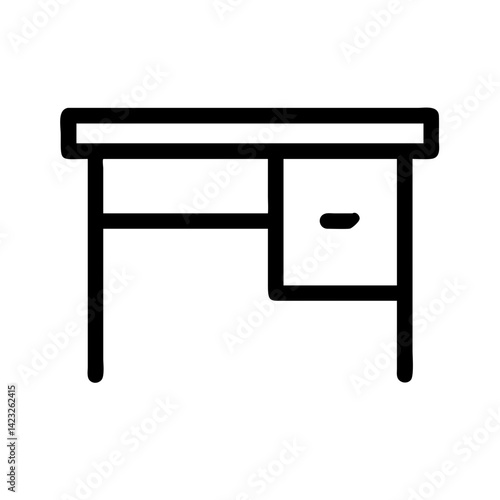 Wooden Study Desk with Drawer Icon Design