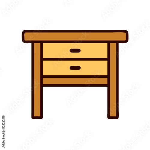 Wooden Study Desk with Drawer Icon Design