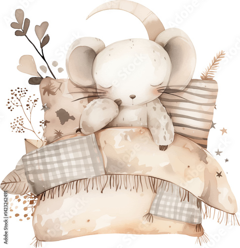 mouse animal watercolor style vector illustration
