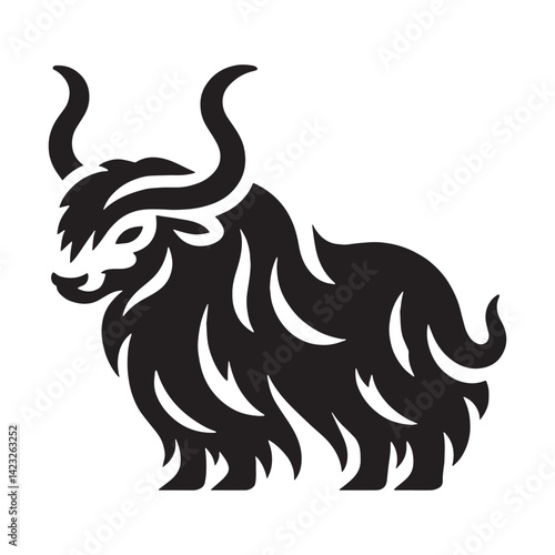 Elegant yak vector silhouette with fluid, sharp lines for easy logo creation – yak silhouette – yak vector – yak illustration – silhouette of yak – yak icon

